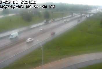 Traffic closest to this camera is traveling eastbound on I-20.
