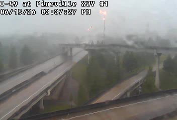 Traffic closest to this camera is traveling northbound on I-49.